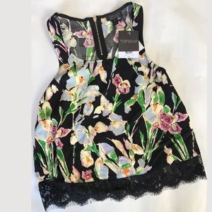 Topshop Black Floral Lace Sleeveless Top SOLD